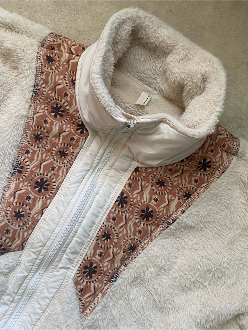 FP Movement Wild And Free Fleece Free People Ivory Embroidered Patches Medium